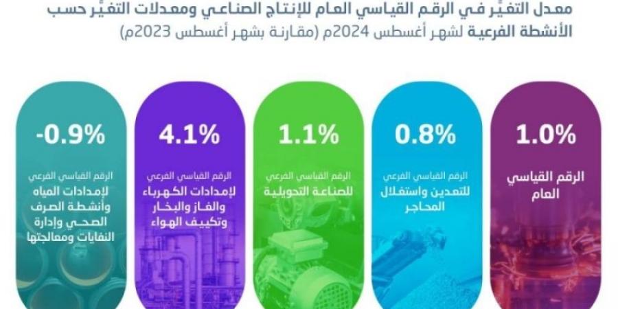 "الإحصاء": ارتفاع الرقم القياسي للإنتاج الصناعي بنسبة 1.0% خلال أغسطس  - الخليج الان