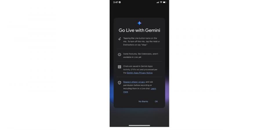 كيفية استخدام Gemini Live في هواتف آيفون  - الخليج الان للتكنولوجيا