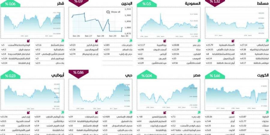 الأسواق العربية.. أداء متفاوت في الأسبوع الأخير من يناير - الخليج الان